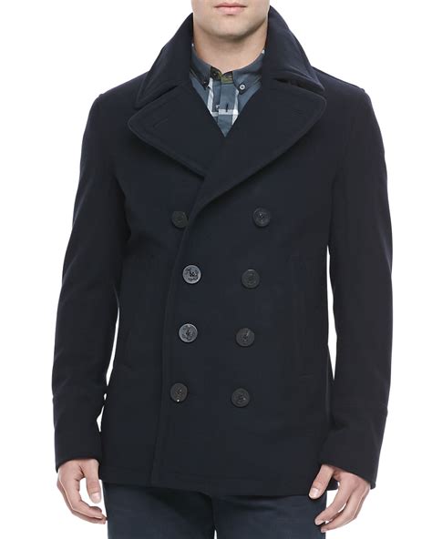 burberry brit wool pea coat|burberry pea coats men.